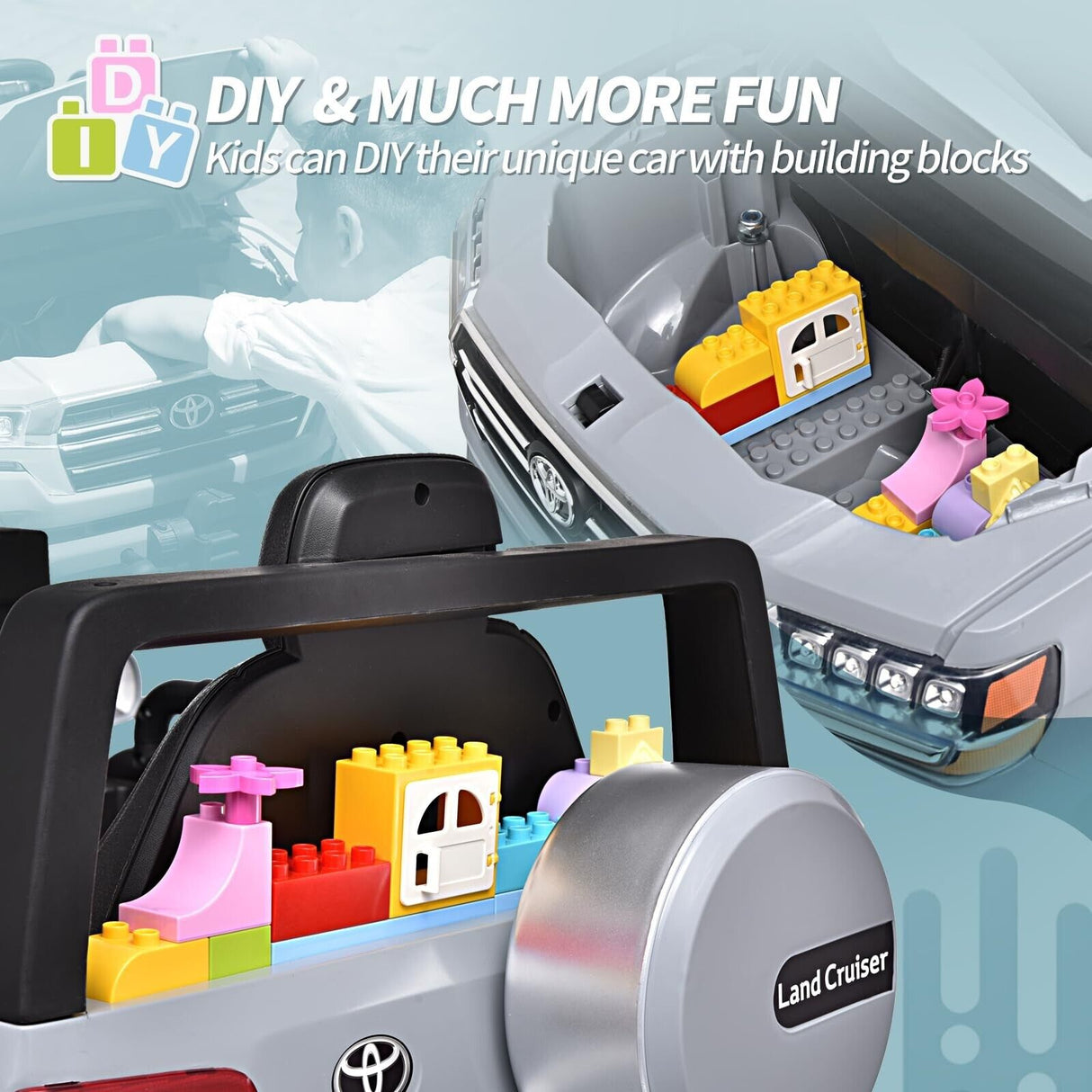 Licensed Toyota 12V Kids Ride-On Truck with Battery-Powered Motor