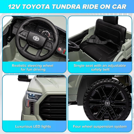 Licensed Toyota Tundra Pickup 12V Battery Powered Ride-On Truck for Kids