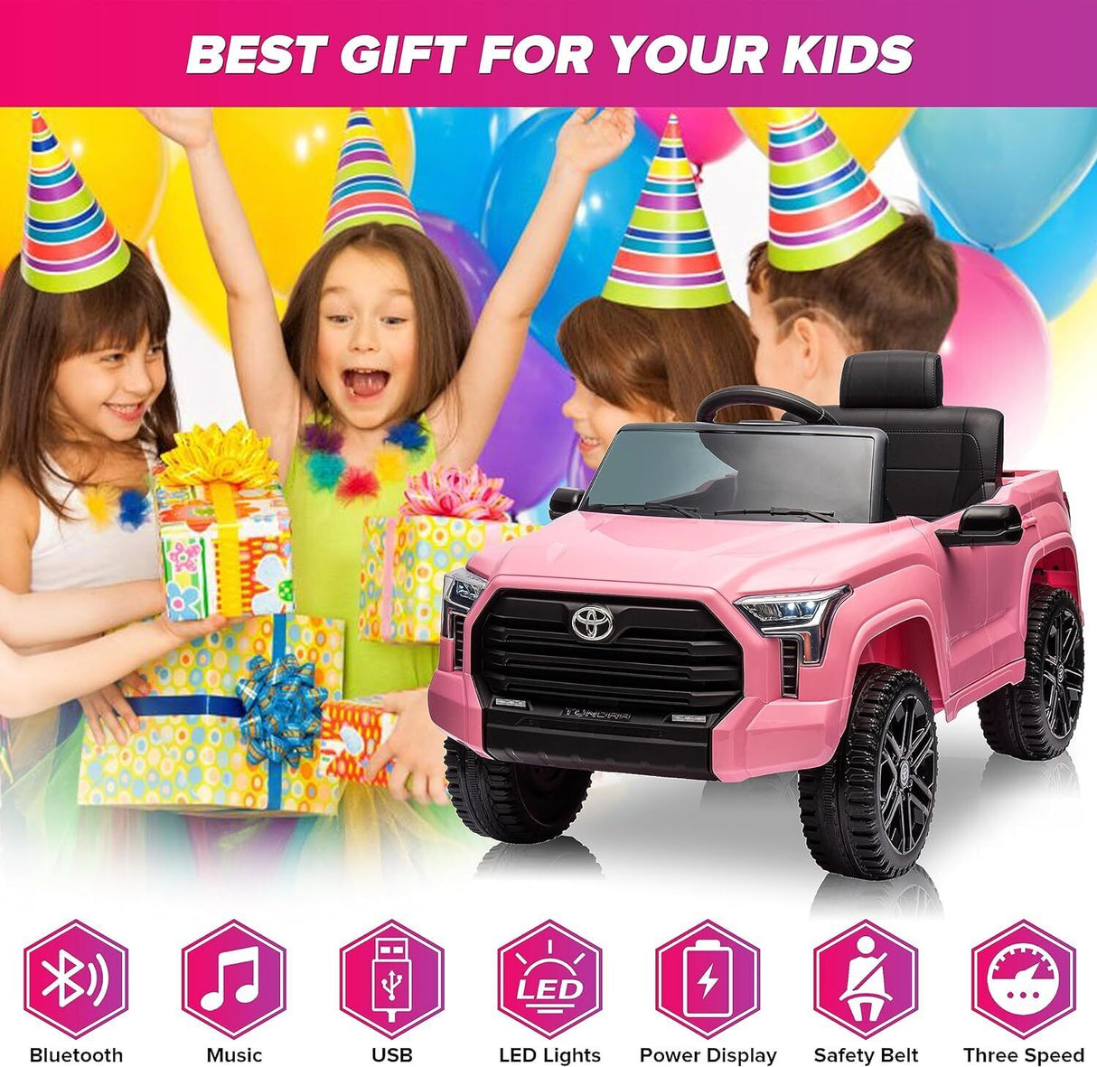 Licensed Toyota Tundra Pickup 12V Battery Powered Ride-On Truck for Kids