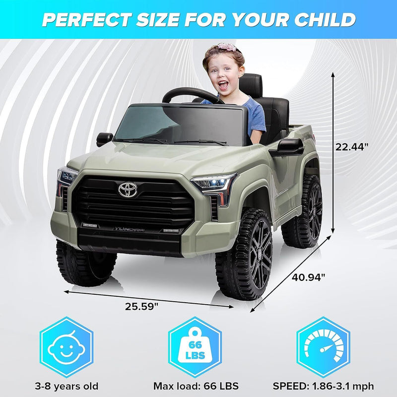 Licensed Toyota Tundra Pickup Electric Car for Kids - 12V 2-Seater Ride On Truck