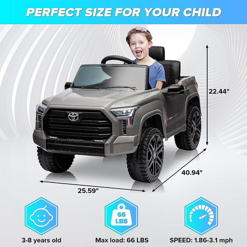 Licensed Toyota Tundra Pickup Electric Car for Kids - 12V 2-Seater Ride On Truck