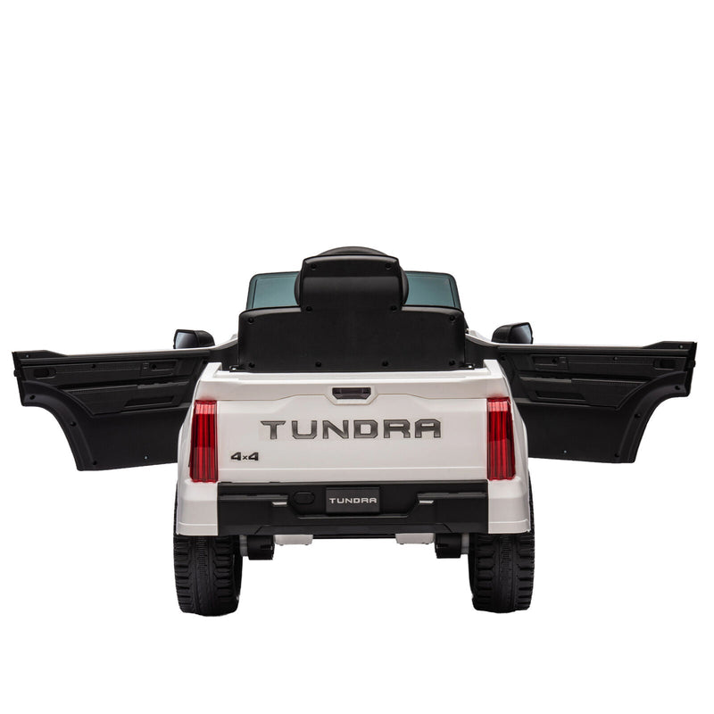 Licensed Toyota Tundra White 12V Kids Ride On Car with 3 Speeds and Dual Motors