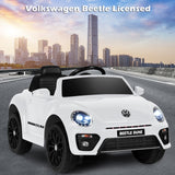 Licensed Volkswagen Beetle 12V Ride On Car for Kids with Remote Control and Music - White