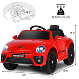Licensed Volkswagen Beetle 12V Ride-On Car with Music & Remote Control - Red