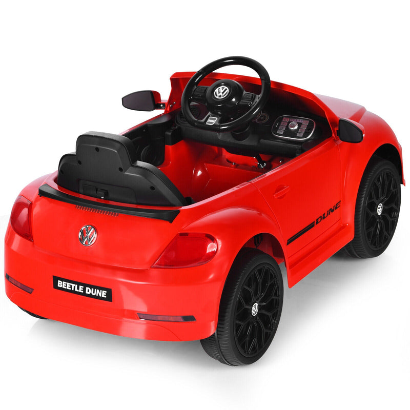 Licensed Volkswagen Beetle 12V Ride-On Car with Music & Remote Control - Red