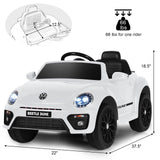Licensed Volkswagen Beetle 12V Ride On Car with Remote Control and Music for Kids