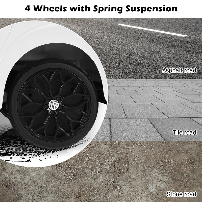 Licensed Volkswagen Beetle 12V Ride On Car with Remote Control and Music for Kids