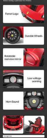 Kids Ferrari 488 Ride On Car For Children W/Wireless Parental Control