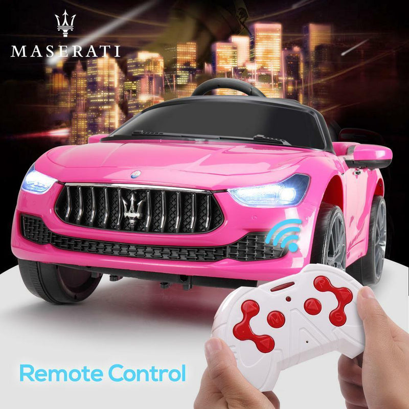 Light Pink Maserati Electric Ride-On Car for Kids with Remote Control