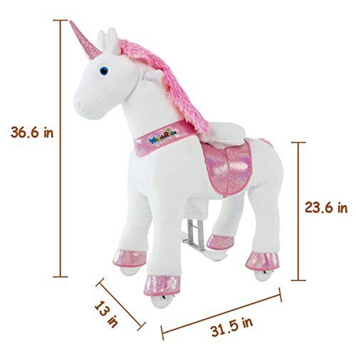 Magical Pink Unicorn Ride-On Toy for Kids Ages 4-9