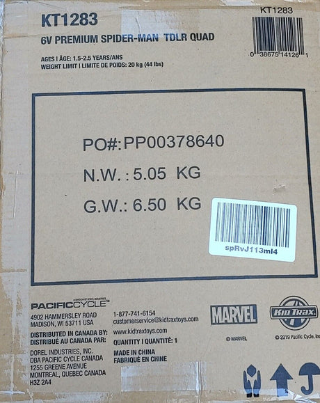 Marvel's Spider-Man 6V Quad Ride-On for Toddlers by Kid Trax (KT1283)