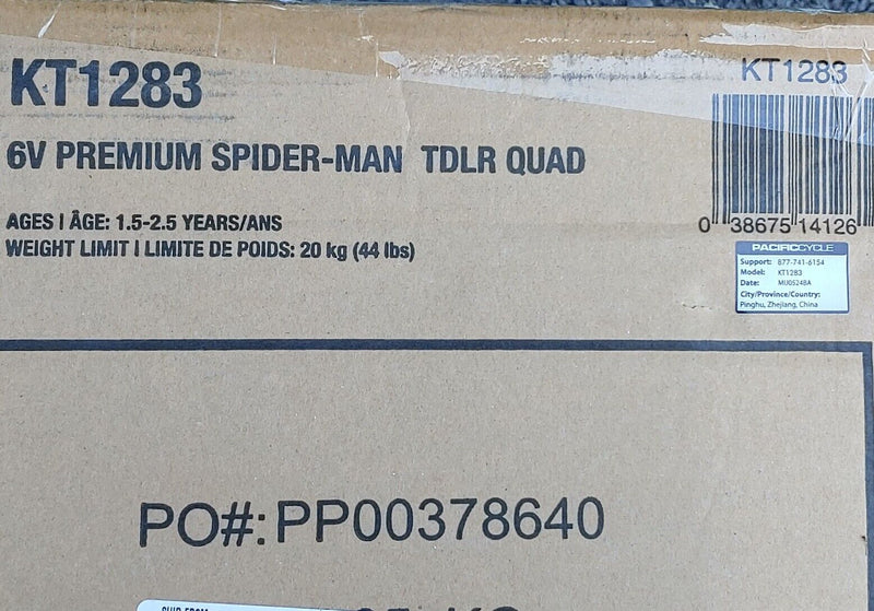 Marvel's Spider-Man 6V Quad Ride-On for Toddlers by Kid Trax (KT1283)