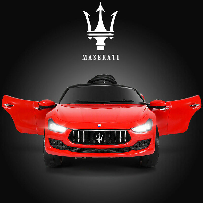 Maserati Licensed Kids Ride-On Car with RC Remote Control, LED Lights, and MP3 Player - Red
