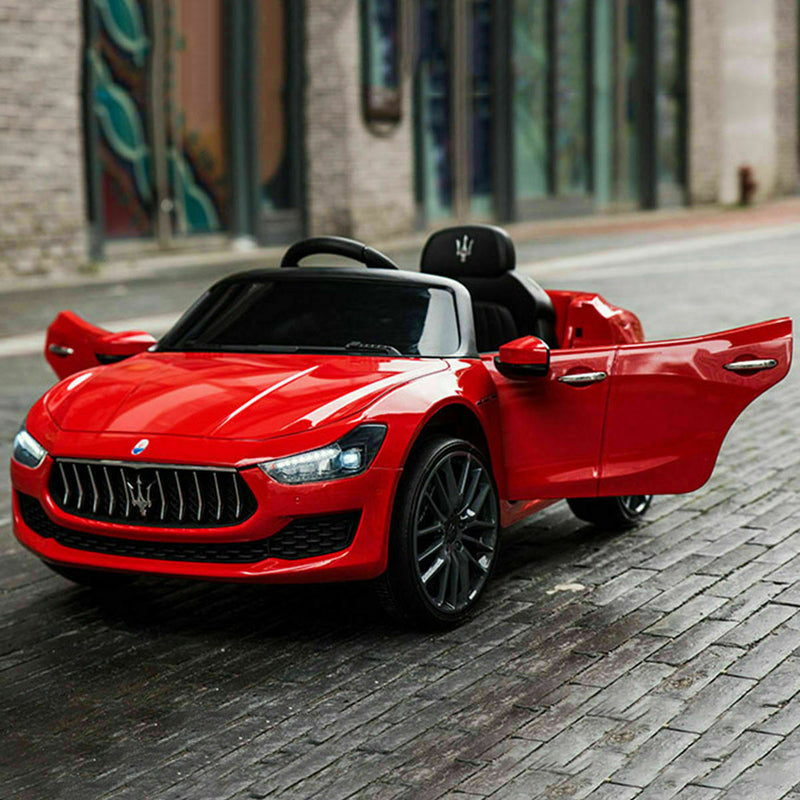 Maserati Licensed Kids Ride-On Car with RC Remote Control, LED Lights, and MP3 Player - Red