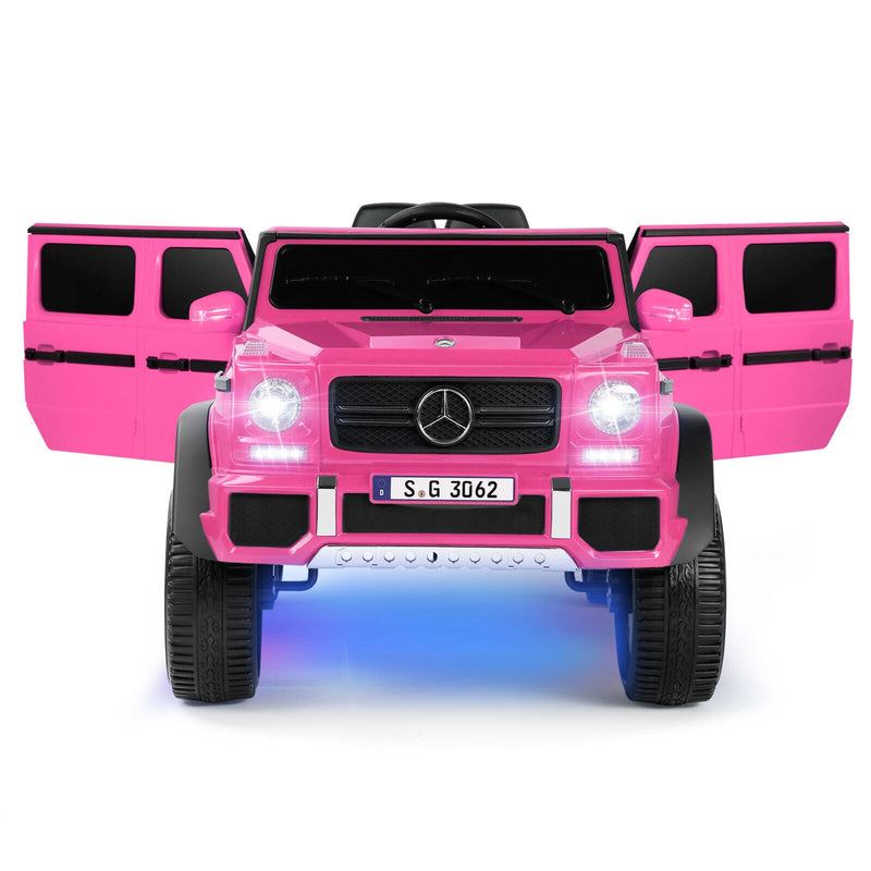Mercedes-Benz G Wagon 12V Electric Kids Pink Ride On Car with LED Lights, Music, and Remote Control - Pink