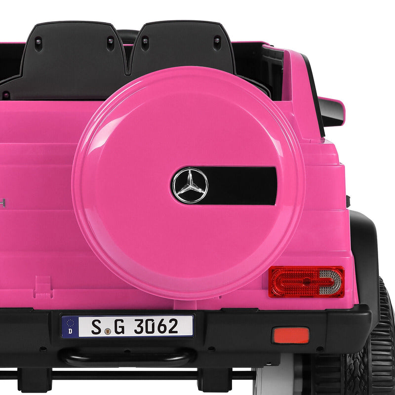 Mercedes-Benz G Wagon 12V Electric Kids Pink Ride On Car with LED Lights, Music, and Remote Control - Pink