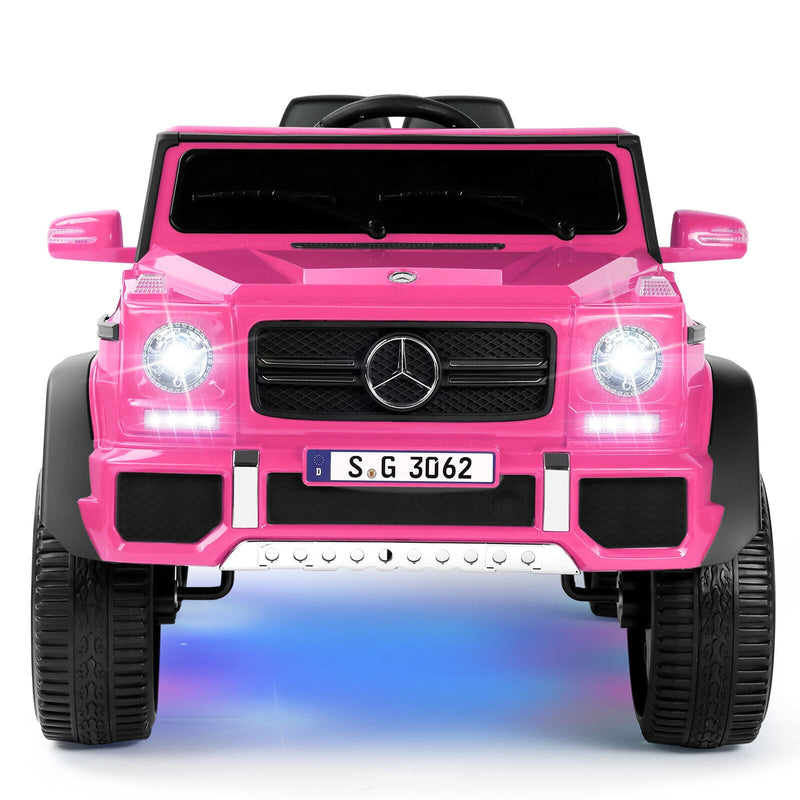 Mercedes-Benz Electric Ride-On Car for Kids with 3 Speeds, LED Lights, and RC Control - Pink