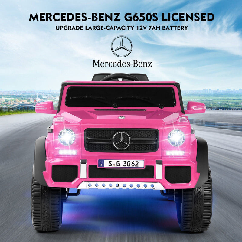 Mercedes-Benz Electric Ride-On Car for Kids with 3 Speeds, LED Lights, and RC Control - Pink