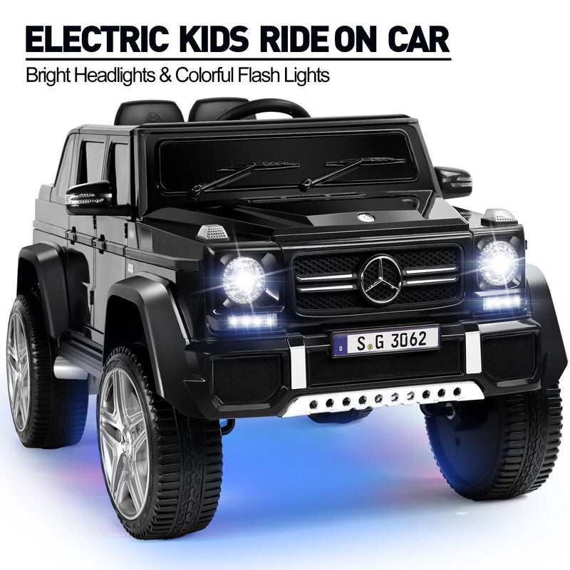 Mercedes-Benz Electric Ride-On Car for Kids with 3 Speeds, LED Lights, and Remote Control - Black