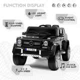 Mercedes-Benz Electric Ride-On Car for Kids with 3 Speeds, LED Lights, and Remote Control - Black