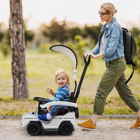 Mercedes Benz G350 3-in-1 Push Car: Stroller, Sliding Car, and Canopy in White