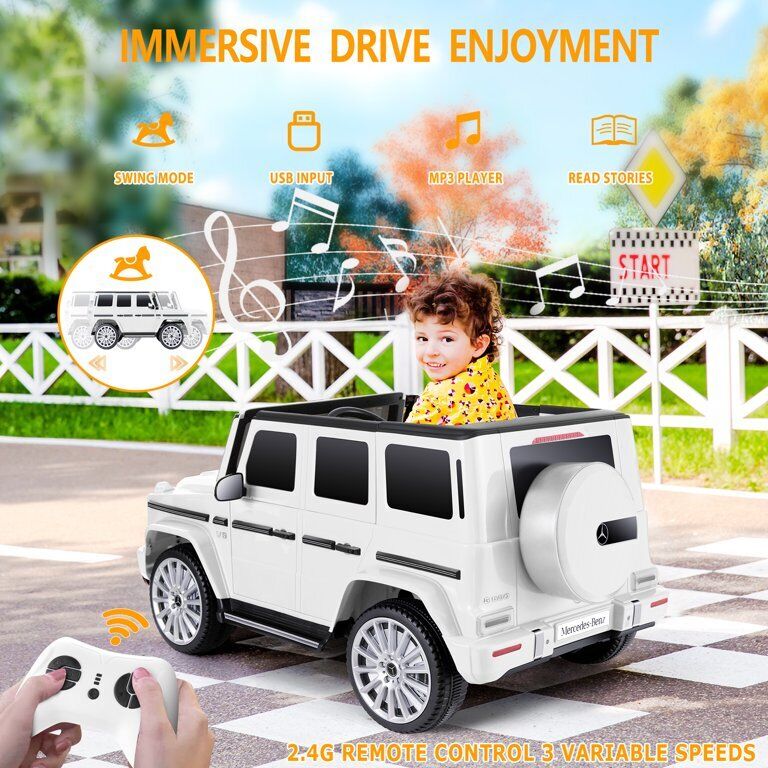 Licensed Mercedes-Benz G500 4WD Kids Ride-On Car with Remote Control and LED Lights - 12V