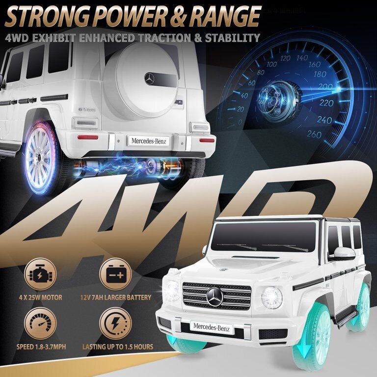 Licensed Mercedes Benz G500 4WD Electric Ride-On Car for Kids with Remote Control and MP3 Player
