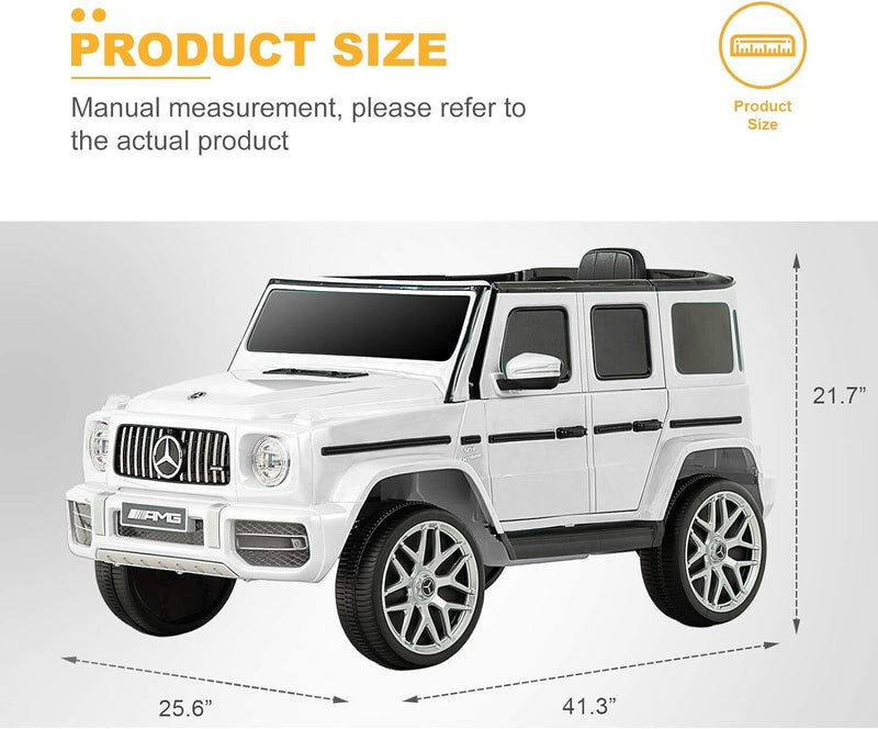 Mercedes-Benz G63 Kids Ride On Car AMG with Music, LED Lights, and AUX - 12V, White