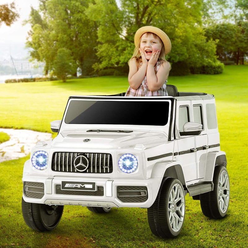 Mercedes-Benz G63 Kids Ride On Car AMG with Music, LED Lights, and AUX - 12V, White