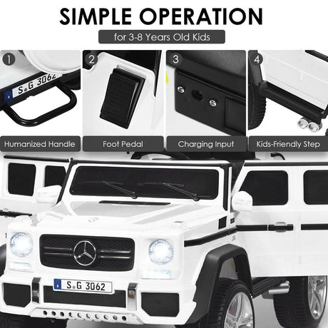 Mercedes-Benz Kids Ride On Car with RC Control and Trunk - 12V White