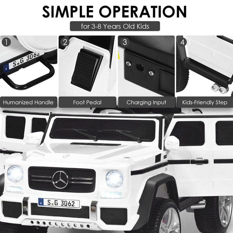 Mercedes-Benz Kids Ride On Car with RC Control and Trunk - 12V White