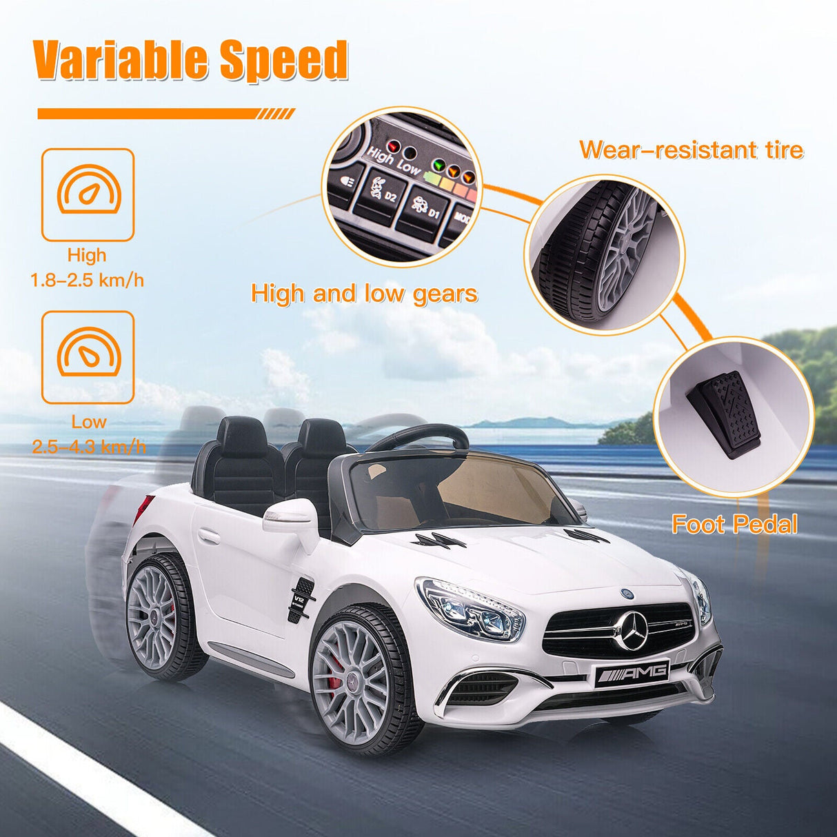 Mercedes-Benz Licensed 12V Electric Ride-On Car for Kids with Remote Control and MP3 Player