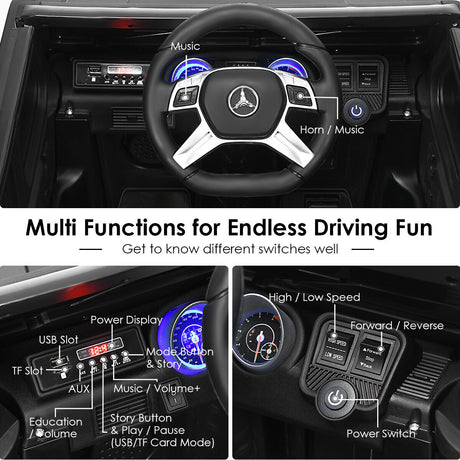 Mercedes-Benz Licensed 12V Kids Ride On Car with RC Control and Trunk in Black