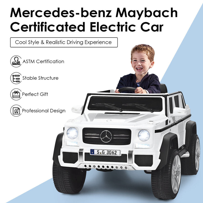 Mercedes-Benz Licensed 12V Kids Ride On Car with RC Control and Trunk in White