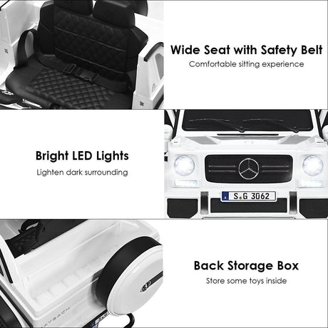 Mercedes-Benz Licensed 12V Kids Ride On Car with RC Control and Trunk in White