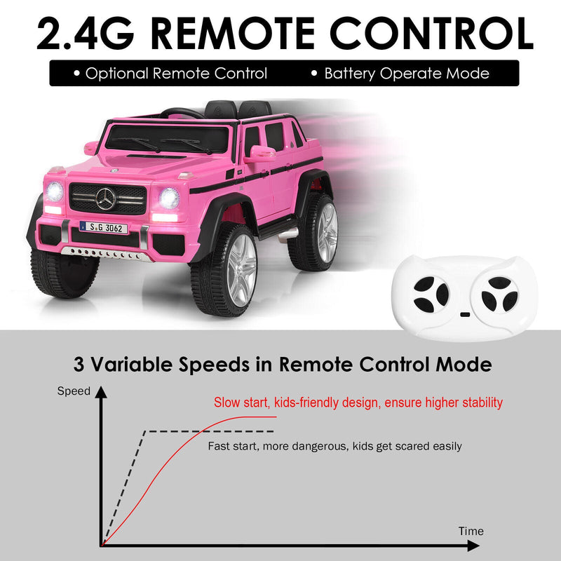 Mercedes-Benz Licensed 12V Pink Ride On Car for Kids with RC Control and Trunk