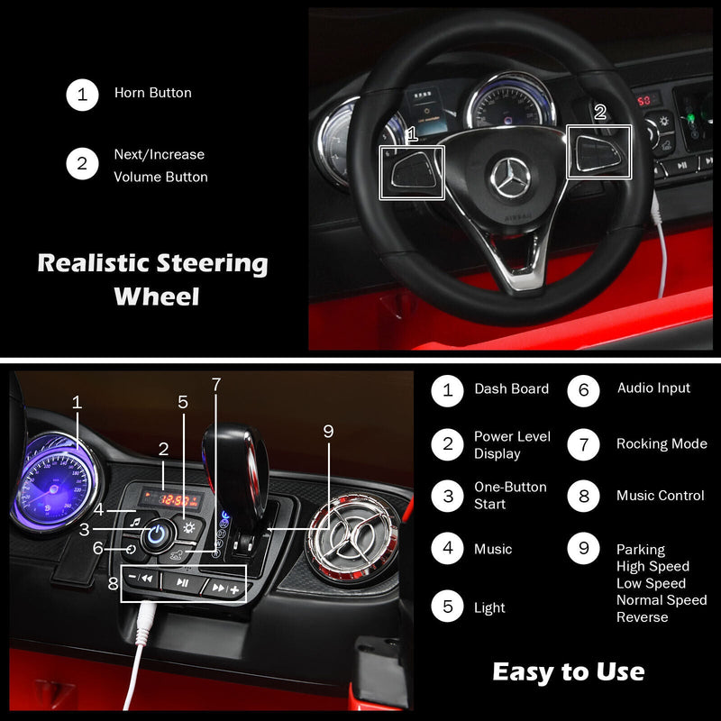 Mercedes Benz Licensed X Class RC 12V Ride On Car for Kids with Trunk - Red