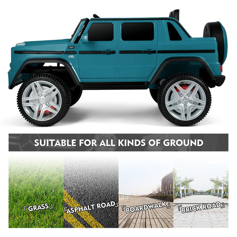 Mercedes-Benz Toy Truck Ride-On Car for Kids with LED Lights, Music, and Remote Control - 12V Blue Battery Powered