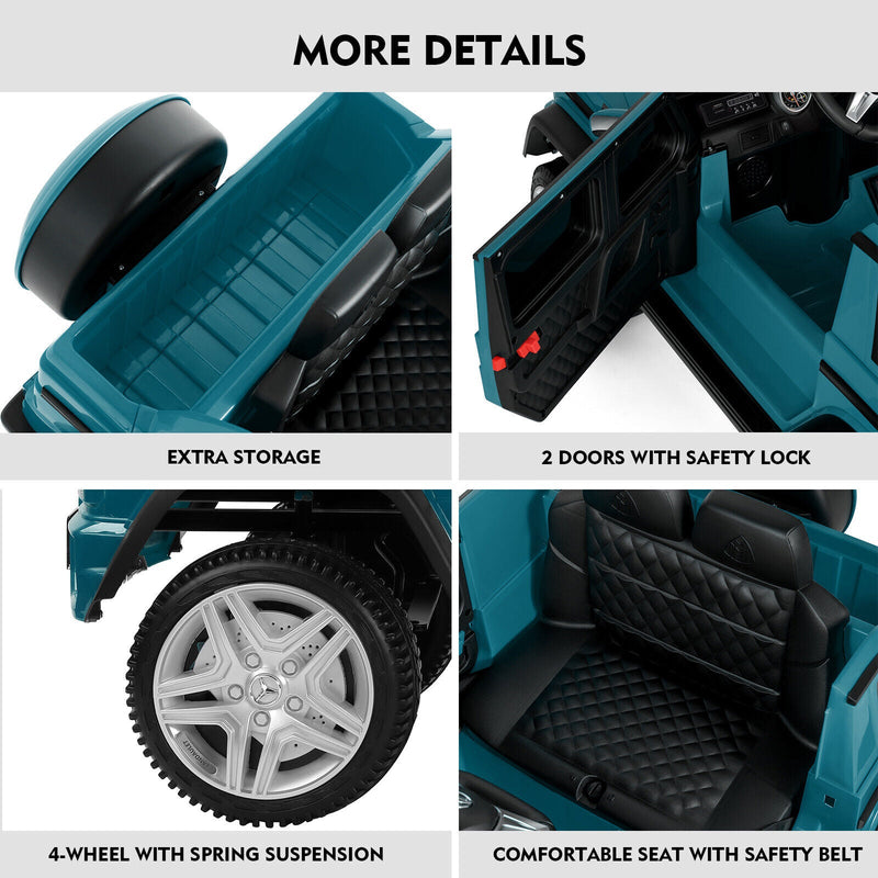Mercedes-Benz Toy Truck Ride-On Car for Kids with LED Lights, Music, and Remote Control - 12V Blue Battery Powered
