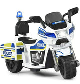 Motocicleta Eléctrica de 3 Ruedas para Niños y Niñas con Diseño de Policía para Montar en Bicicleta
