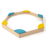 Multicolor Solid Wood Sandbox with 6 Fan-shaped Seats for Outdoor Fun
