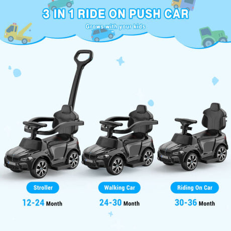 Music-Infused Ride-On Car with Safety Bar for Toddlers and Kids