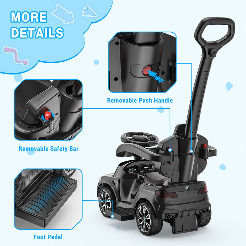 Music-Infused Ride-On Car with Safety Bar for Toddlers and Kids