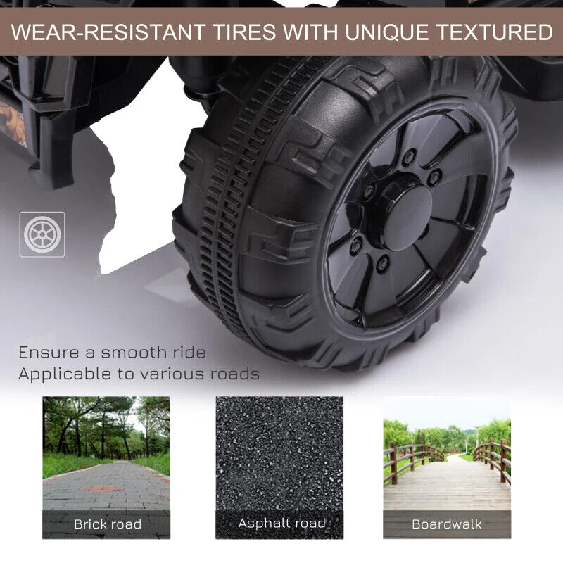 Music-Powered Black ATV for Kids Ages 18-36 Months