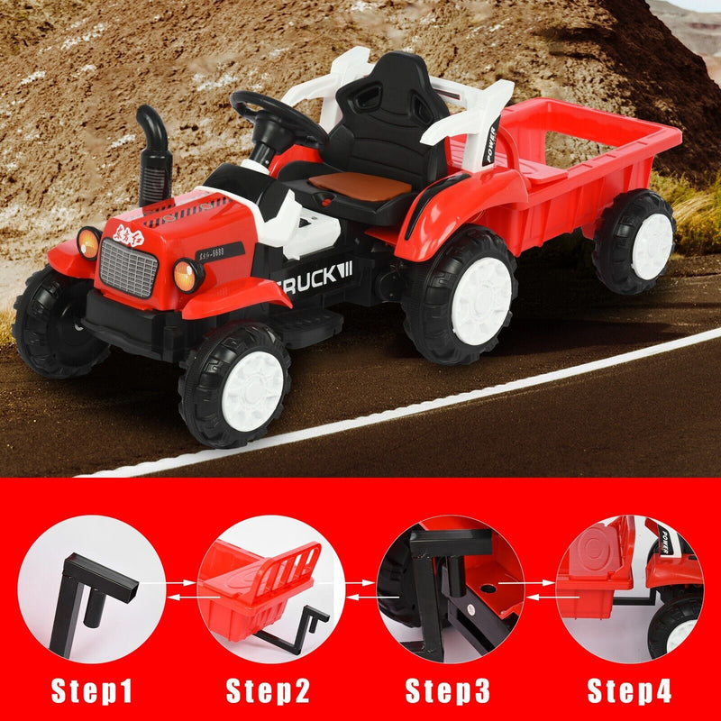 Musical Electric Tractor with Detachable Trailer - Perfect Gift for Kids with Lights and Sounds