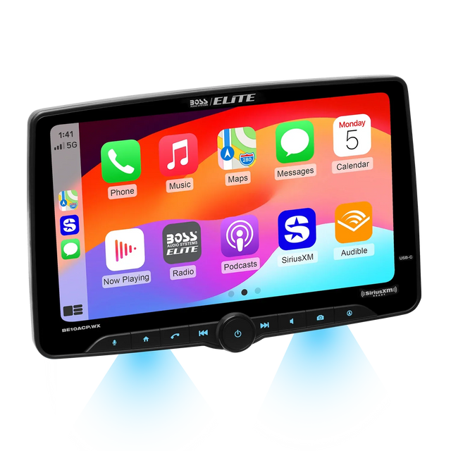 Boss Elite BE10ACP.WX 10.1" Single DIN Digital Multimedia Receiver w/ Bluetooth, Wireless Apple CarPlay and Android Auto (SiriusXM Ready) Boss Elite