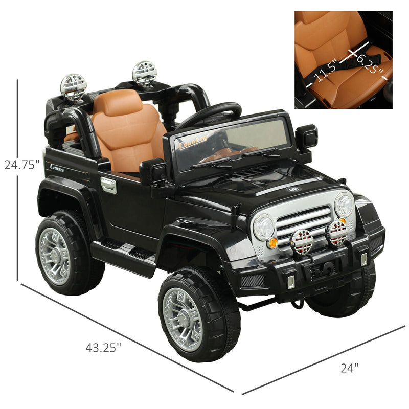 Off-Road Adventure 12V Battery-Powered Jeep Truck for Kids with Remote Control, MP3 Player, and Lights
