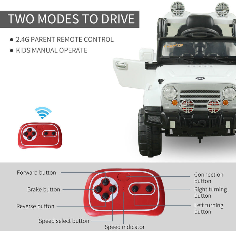Off-Road Battery-Powered Jeep Truck for Kids with Remote Control, MP3 Player, and Lights - 12V