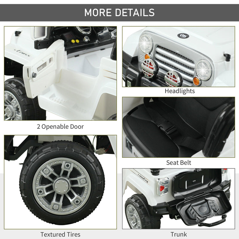Off-Road Battery-Powered Jeep Truck for Kids with Remote Control, MP3 Player, and Lights - 12V