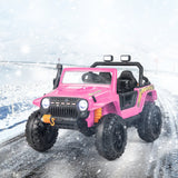 Parent-Child Ride On Truck Car with Remote Control, LED Lights, and Music - Pink (12V 10AH)